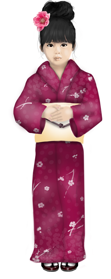 momiji djapan character wearing yukata - concept art character - drawing - digital painting - japanese character