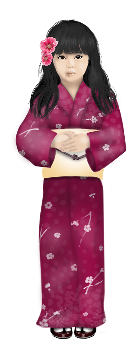 momiji djapan character wearing yukata - concept art character - drawing - digital painting - japanese character